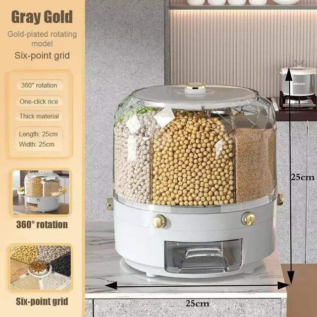 6-In-1 rotating grains dispenser